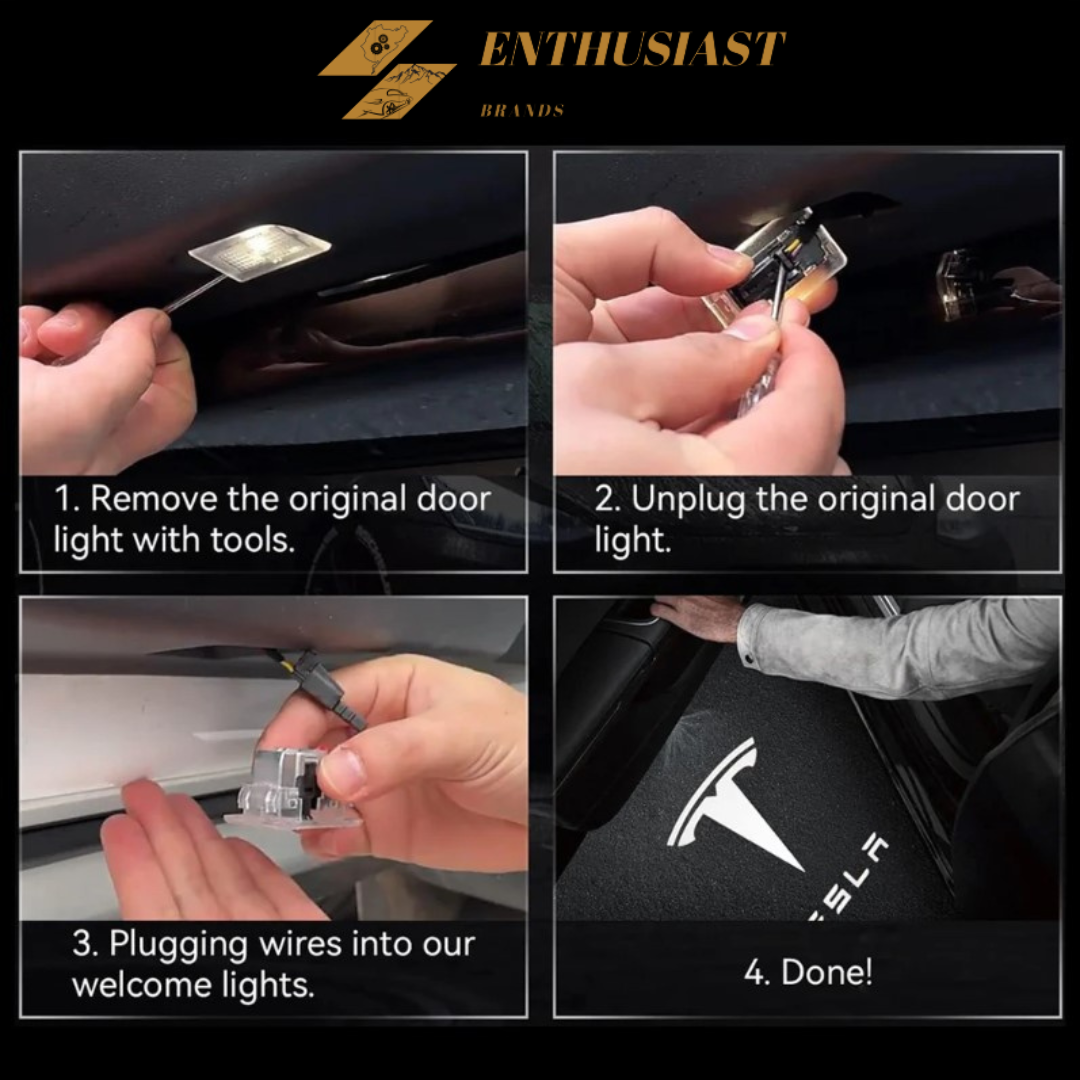 Ultra-Bright LED Door Projector Puddle Lights for Tesla Models