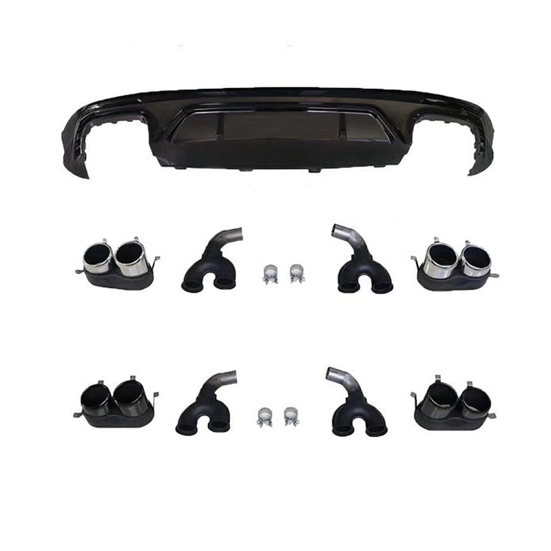 2019-2021 Audi Q5/SQ5 — SQ5 Style Rear Diffuser with Black Exhaust Tips