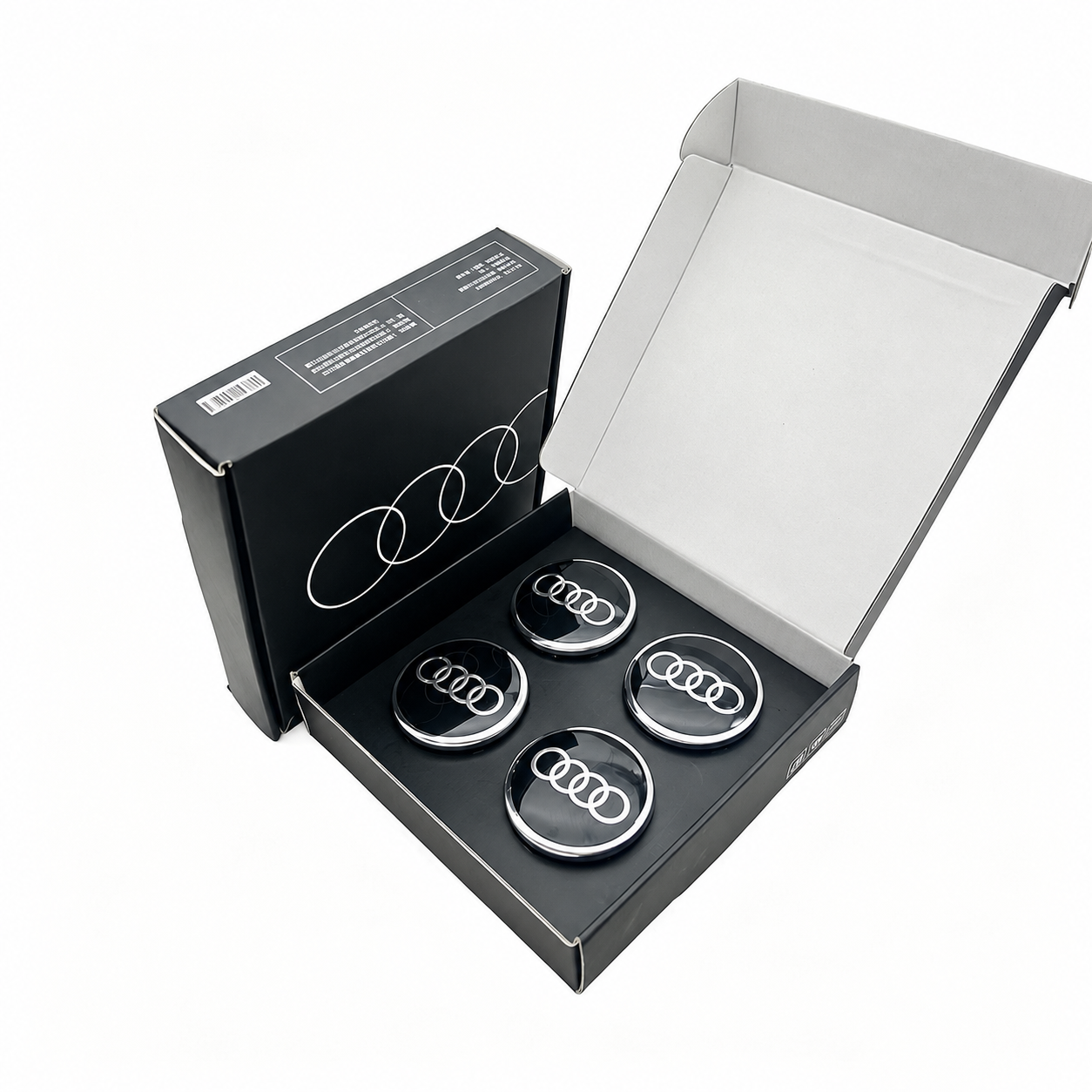 Dynamic Floating Audi Wheel Center Caps — Self-Leveling (Set of 4)