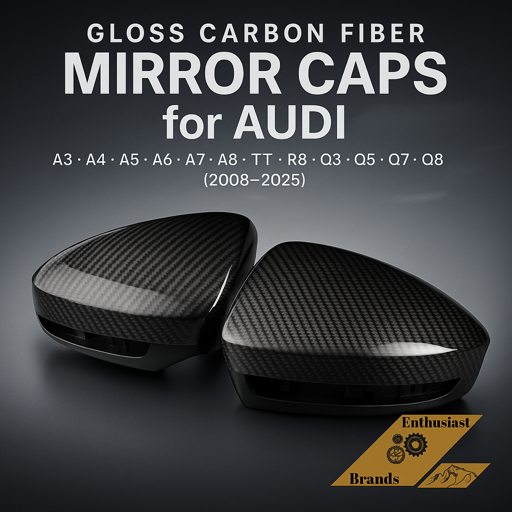 Gloss Carbon Fiber Mirror Caps for Audi Models