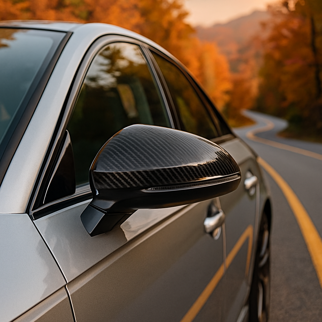 Gloss Carbon Fiber Mirror Caps for Audi Models