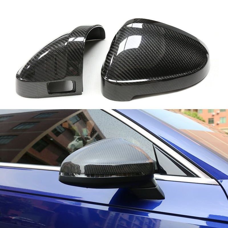 Gloss Carbon Fiber Mirror Caps for Audi Models