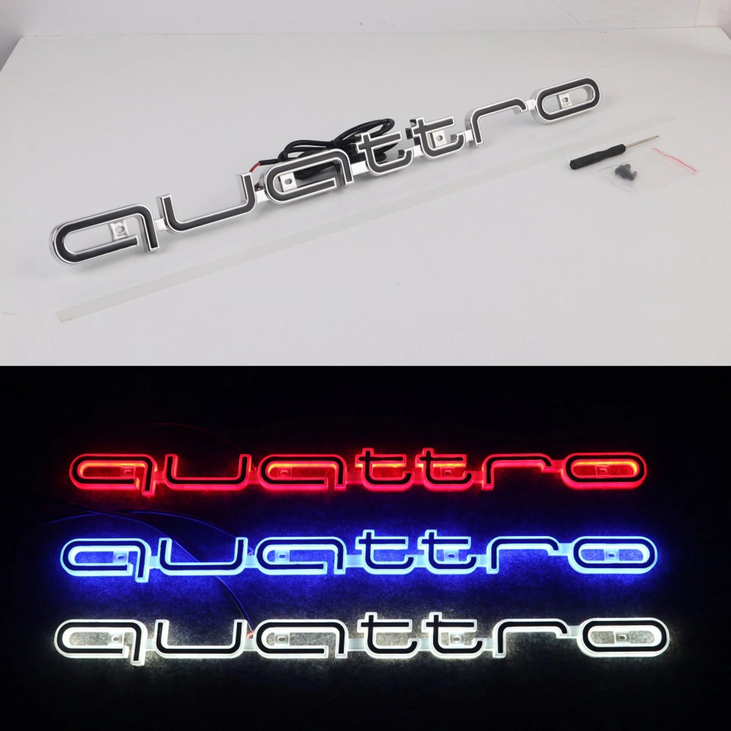 Quattro Illuminated LED Front Grille Emblem for all Audi Models
