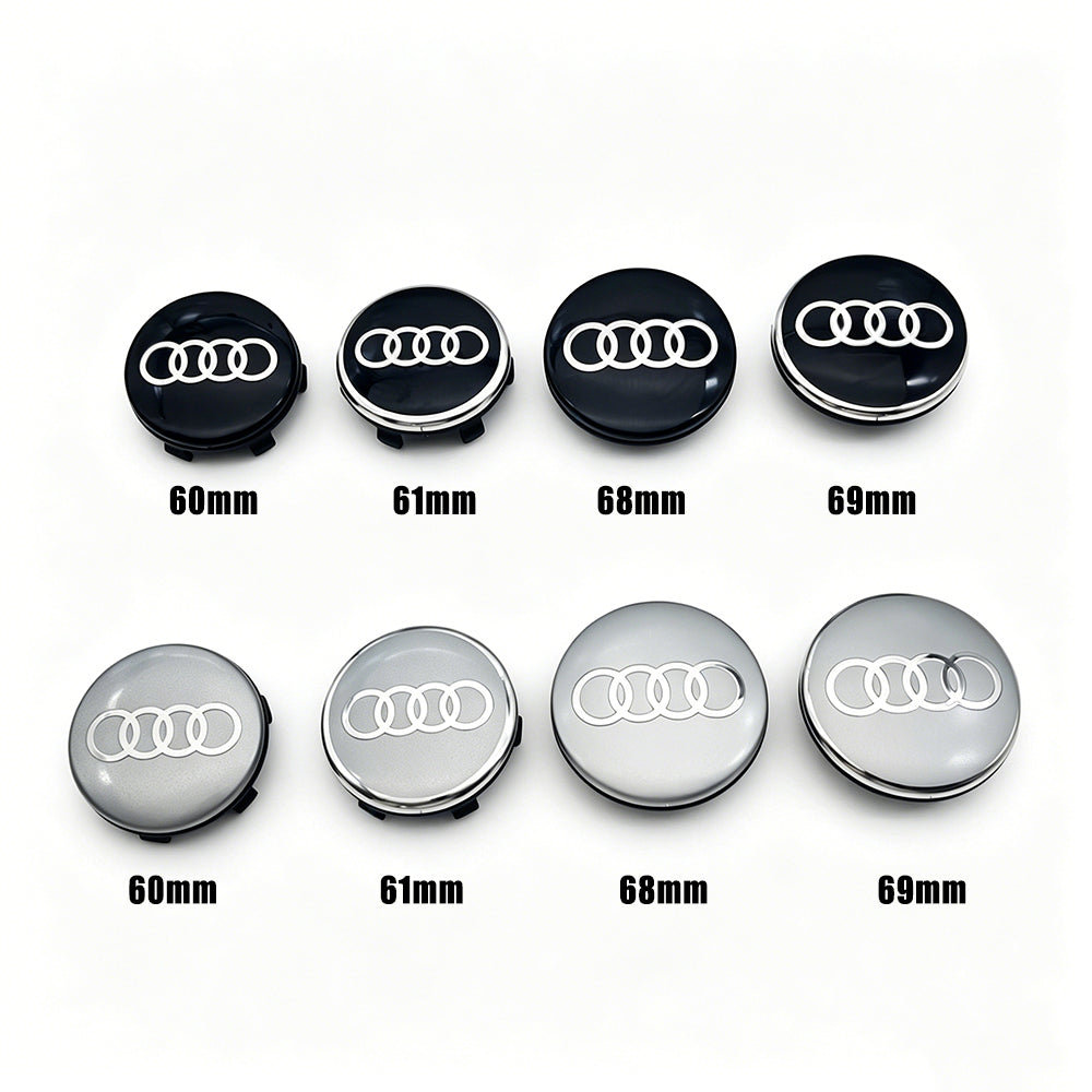 Dynamic Floating Audi Wheel Center Caps — Self-Leveling (Set of 4)