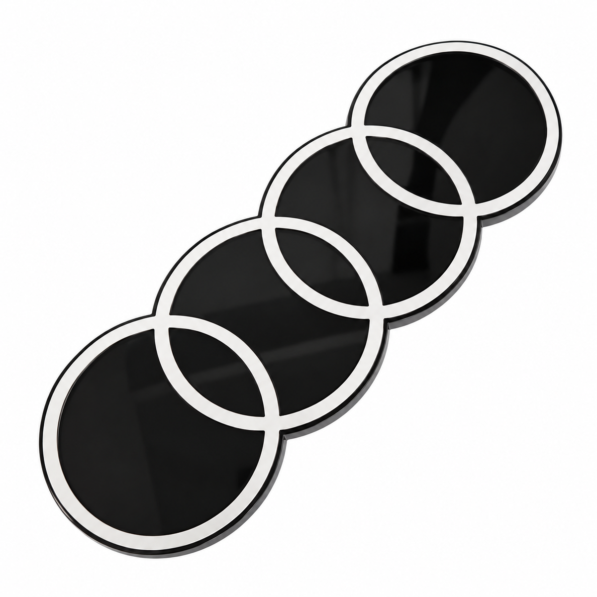 2D-style white and gloss black front grille ring emblem, 285 x 99 mm; front view