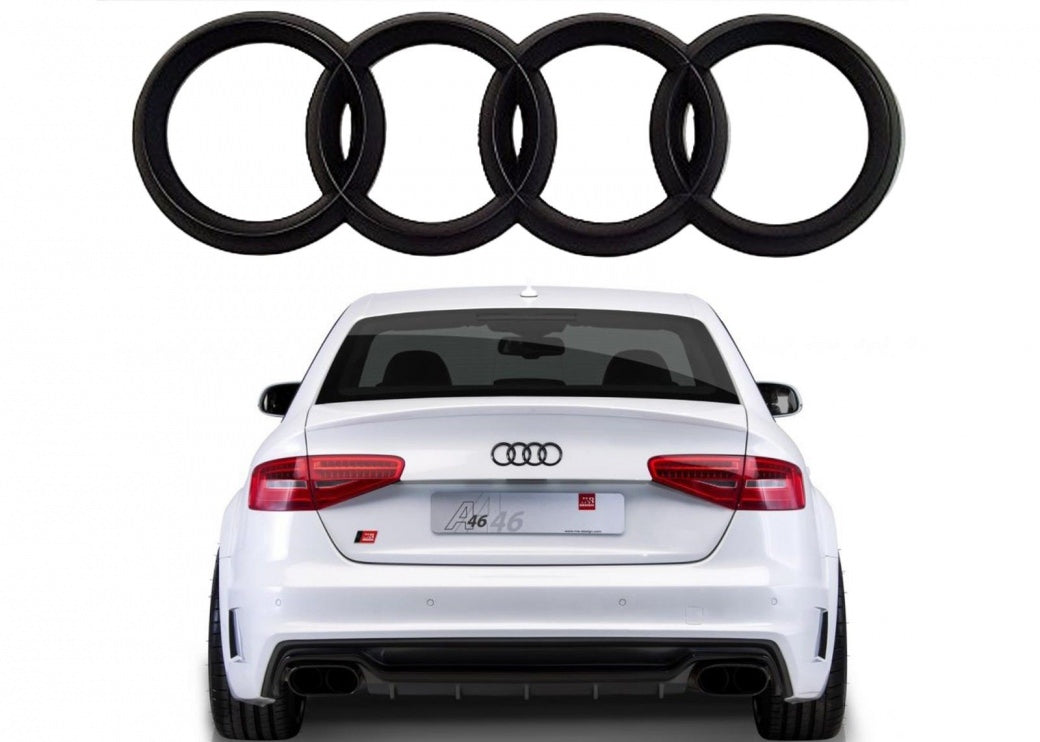 For AUDI RINGS GLOSS BLACK Trunk Lid Badge Logo A1 A3 A4 S4 A5 S5