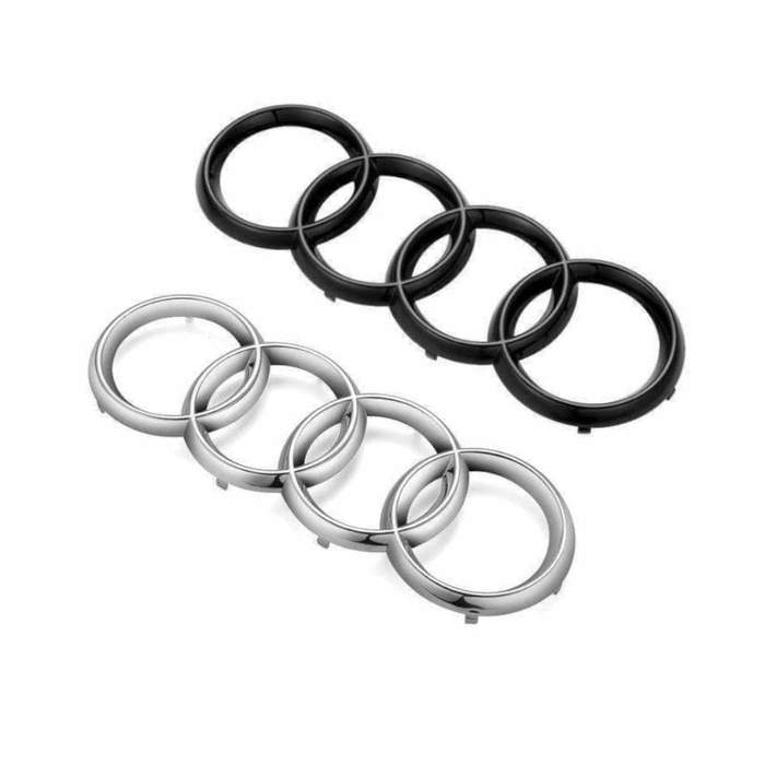Audi Replacement Ring Emblems, available in OEM Silver or Gloss Black